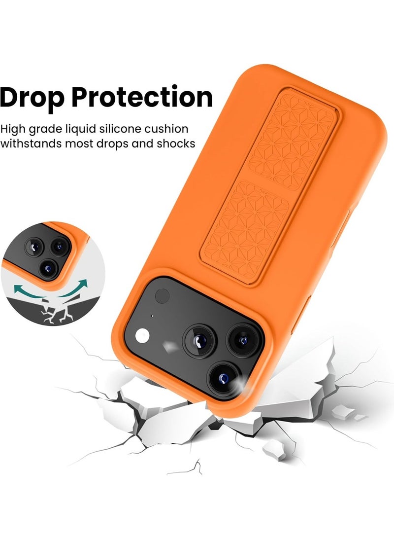 جراب سيليكون مزود بمسند لهاتف iPhone 17 Pro Max، جراب سيليكون سائل مرن وناعم مزود بمسند لهاتف iPhone 17 Pro Max - Image 5